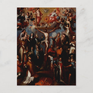 Cartão Postal Alegoria da Crucificação com Santos Jesuítas