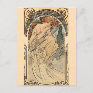 Cartão Postal Alegoria da Música por Alphonse Mucha