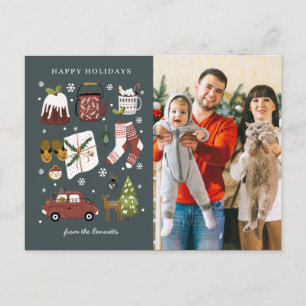 Cartão Postal Alegre Festa Hygge Colagem de Fotos de Natal