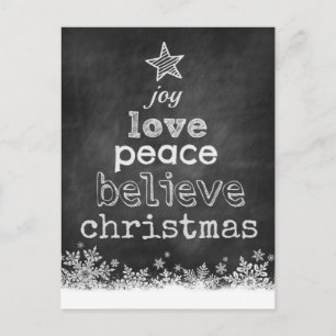 Cartão Postal Alegria Amor Paz Acredite Natal