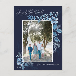 Cartão Postal Alegria ao Mundo Flor de Natal aquarela