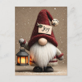 Cartão Postal ALEGRIA DE INVERNO: Gnomo de Natal Tecido Fofo