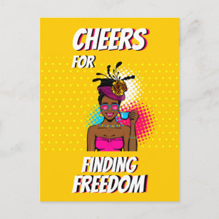Cartão Postal Alegria por encontrar a liberdade, mulher feliz e 