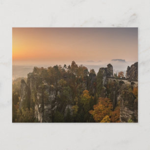 Cartão Postal Alemanha Elbe Sandstone Mounts Sunrise View