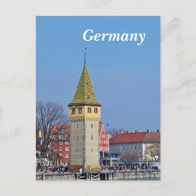 Cartão Postal Alemanha Farol Antigo em Lindau (Frente)