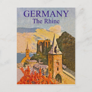Cartão Postal Alemanha, o Reno, fortaleza medieval, vintage
