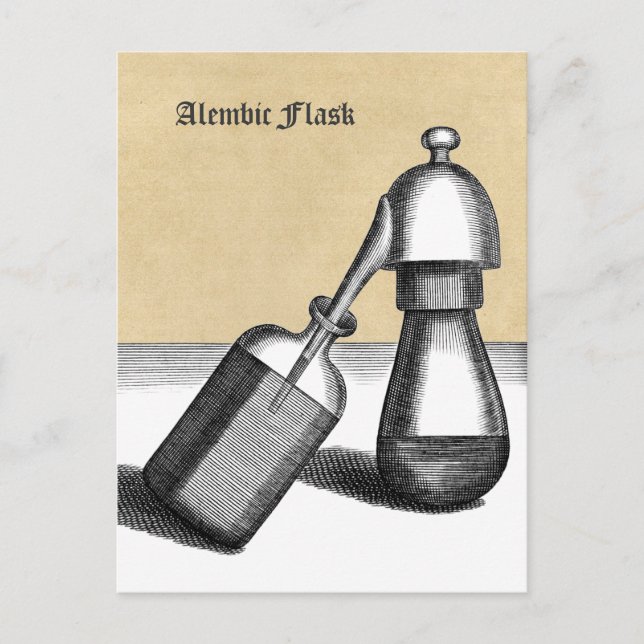Cartão Postal Alembic Flask Medieval Alchemy Lab (Frente)