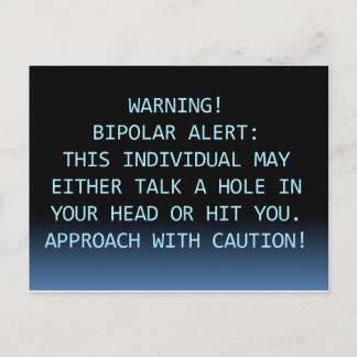 CARTÃO POSTAL ALERTA BIPOLAR DE AVISO