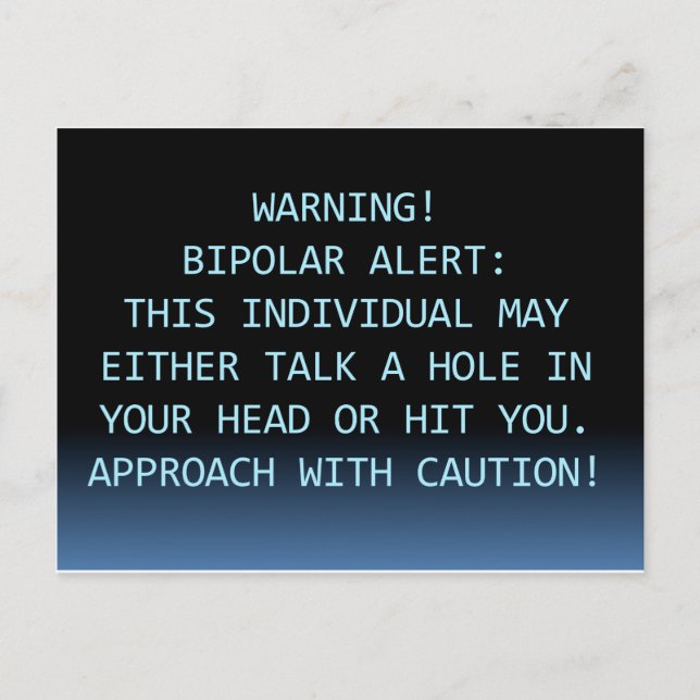 CARTÃO POSTAL ALERTA BIPOLAR DE AVISO (Frente)
