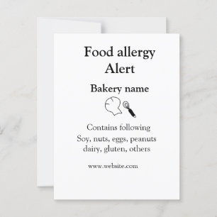 Cartão Postal Alerta de alergia de comida adicionar nome texto i