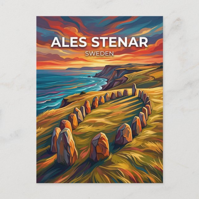 Cartão Postal Ales Stenar Suécia (Frente)