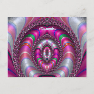 Cartão Postal ALESSANDRA ~ PINK 3D Design Fractal ~