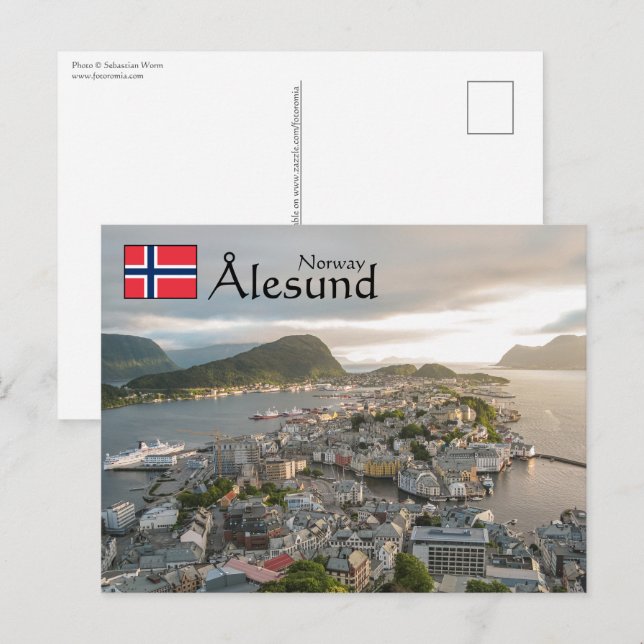Cartão Postal Alesund Norway Souvenir (Frente/Verso)