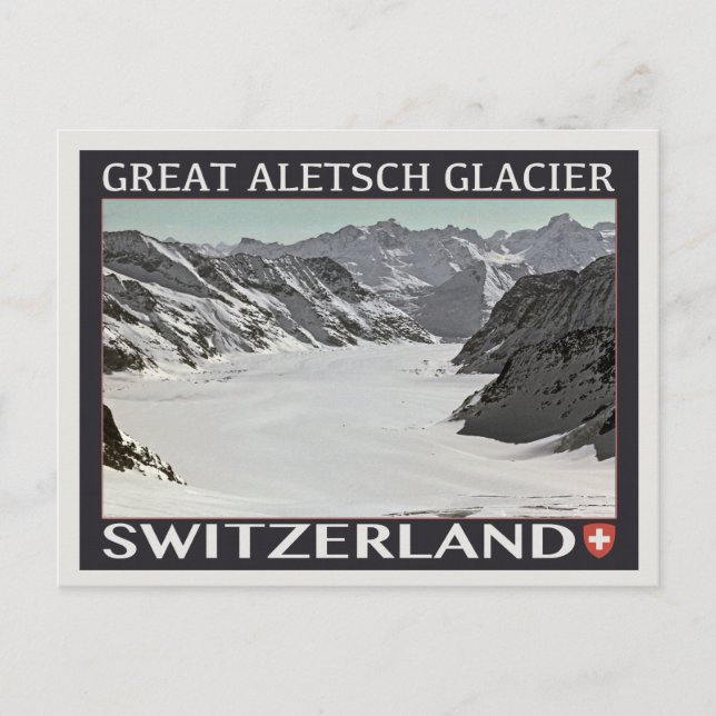 Cartão Postal Aletsch Glacier - a preto (Frente)