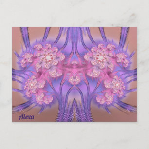 Cartão Postal ALEXA ~ Pink Pastel e Design 3D roxo ~