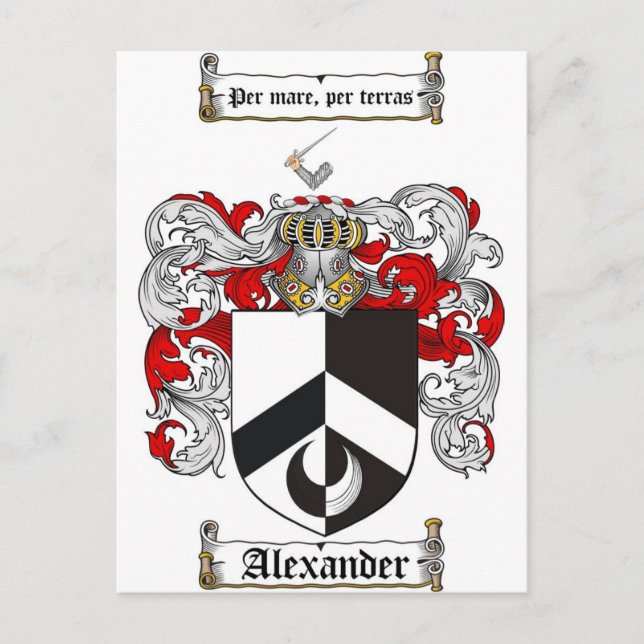 Cartão Postal Alexander Casaco de Arms/Alexander Family Crest (Frente)