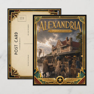 Cartão Postal Alexandria Minnesota Arte Deco Vintage Idade Doura