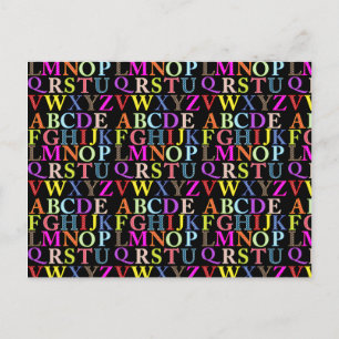 Cartão Postal Alfabeto arco-íris