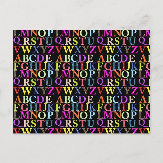 Cartão Postal Alfabeto arco-íris (Frente)