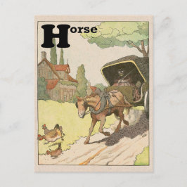 Cartão Postal Alfabeto Cavalo e Carruagem