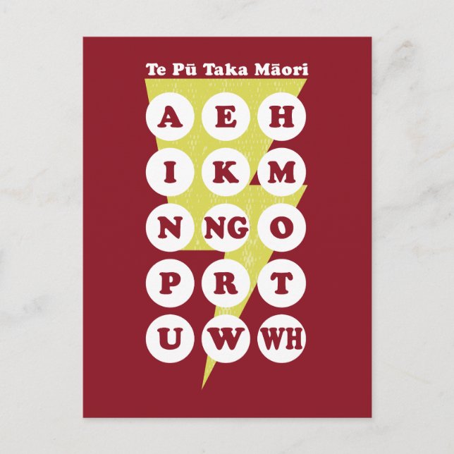 Cartão Postal Alfabeto Maori Te Pu Taka Maori (Frente)