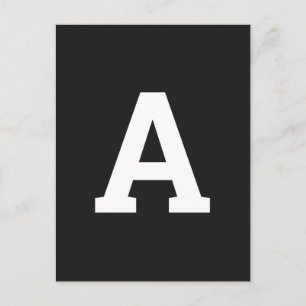 Cartão Postal alfabeto personalizado   Black Modern Minimalist
