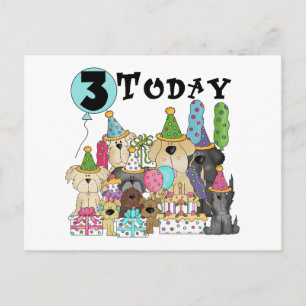 Cartão Postal Alfinetes aniversário de 3 anos Bash Camisetas e p