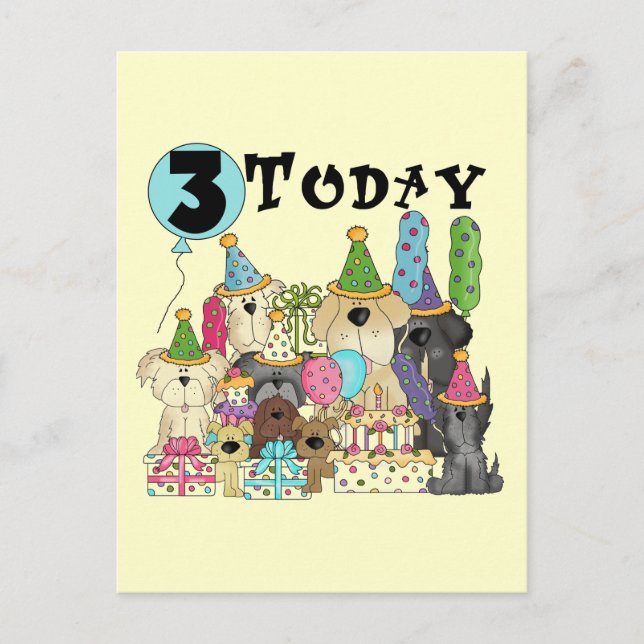 Cartão Postal Alfinetes aniversário de 3 anos Bash Camisetas e p (Frente)