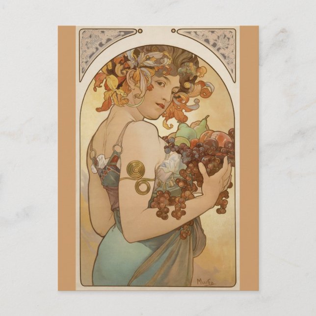 Cartão Postal Alfons Mucha - Fruta (Frente)