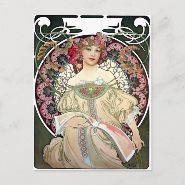 Cartão Postal Alfons Mucha Reverie 1897 (Frente)