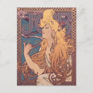 Cartão Postal Alfonse Mucha Job Art Nouveau mulher