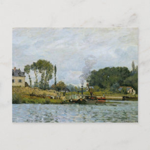 Cartão Postal Alfred Sisley Barcos na eclusa de Bougala