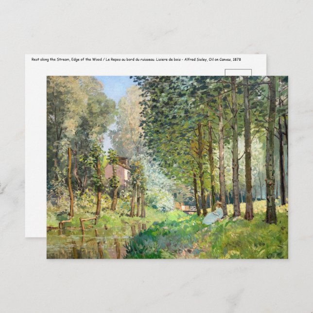 Cartão Postal Alfred Sisley - Descanse ao longo da Corrente (Frente/Verso)