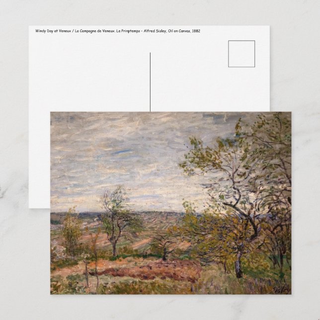 Cartão Postal Alfred Sisley - Dia do Vento em Veneux (Frente/Verso)