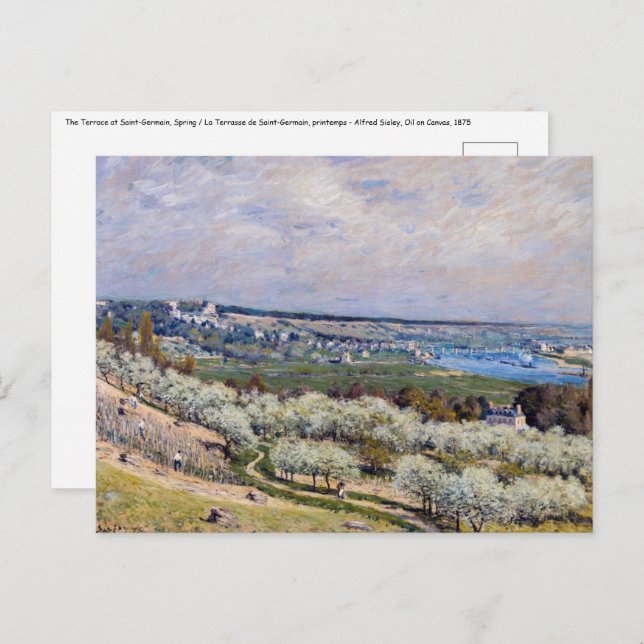 Cartão Postal Alfred Sisley - Terrace em Santo-Germain, Primaver (Frente/Verso)
