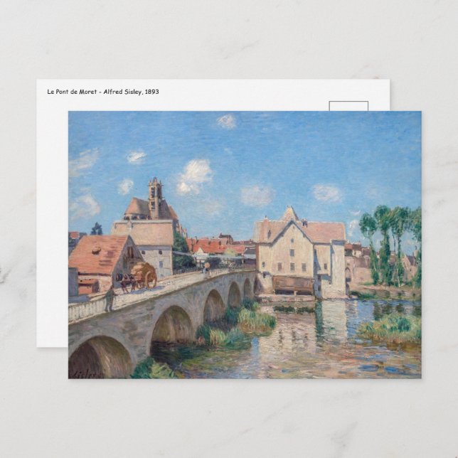 Cartão Postal Alfred Sisley trabalho de arte - Le Pont de Moret (Frente/Verso)