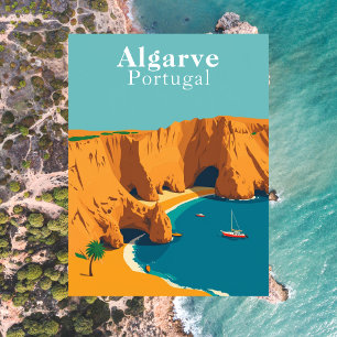 Cartão Postal Algarve, Portugal Arte Retro Europeu
