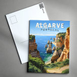 Cartão Postal Algarve Portugal Viagem Art Vintage<br><div class="desc">Design de arte vetorial do Algarve. O Algarve,  a região mais meridional de Portugal,  é conhecido pelas suas praias atlânticas e pelas suas zonas de golfe.</div>