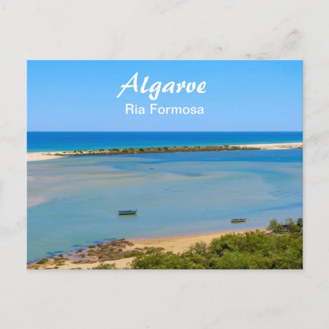 Cartão Postal Algarve Ria Formosa, paisagem marinha em Portugal (Frente)