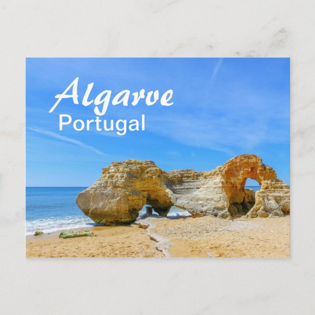 Cartão Postal Algarve Rocks na praia em Portugal (Frente)