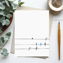 Cartão Postal Algo Azul | Pintura Simples de Pássaro no Céu