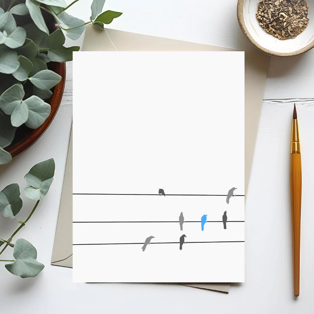 Cartão Postal Algo Azul | Pintura Simplificada do Céu de Pássaro (Criador carregado)