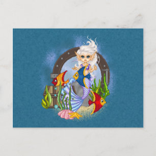 Cartão Postal Algo Fishy Mermaid Pixel Art