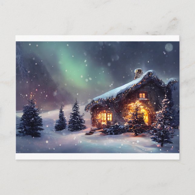 Cartão Postal Algodão De Natal Na Neve (Frente)