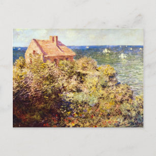 Cartão Postal Algodão do pescador em Cliff, por Claude Monet