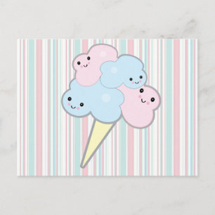 Cartão Postal algodão doce fofo kawaii