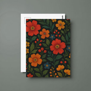 Cartão Postal Algodão-Flor Escuro - Moody Floral Botânica