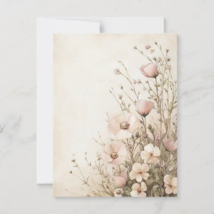 Cartão Postal Algodão-Flores Rosa