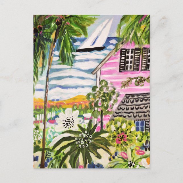 Cartão Postal Algodão rosa perto da baía I (Frente)