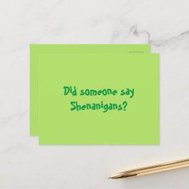 Cartão Postal Alguém Disse Shenanigans? Feliz Dia dos Patrícios